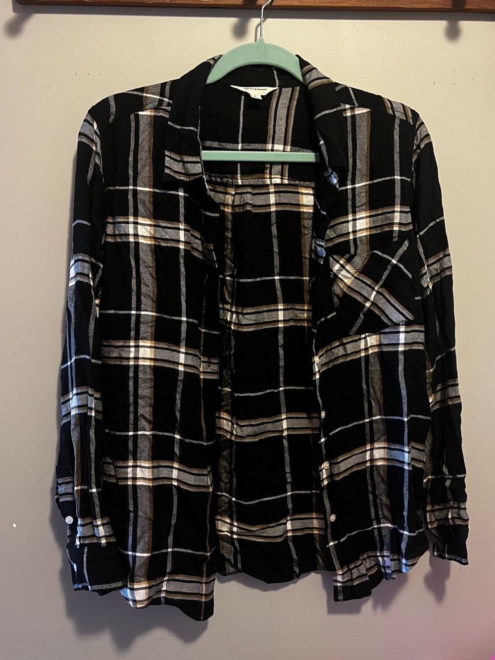 Women's Black Plaid Button-Down Shirt